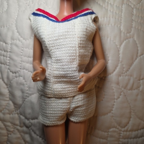 Mattel Other - 1974 Vintage Barbie Doll white TENNIS SHIRT & SHORTS Sport TOP #7842 cloth